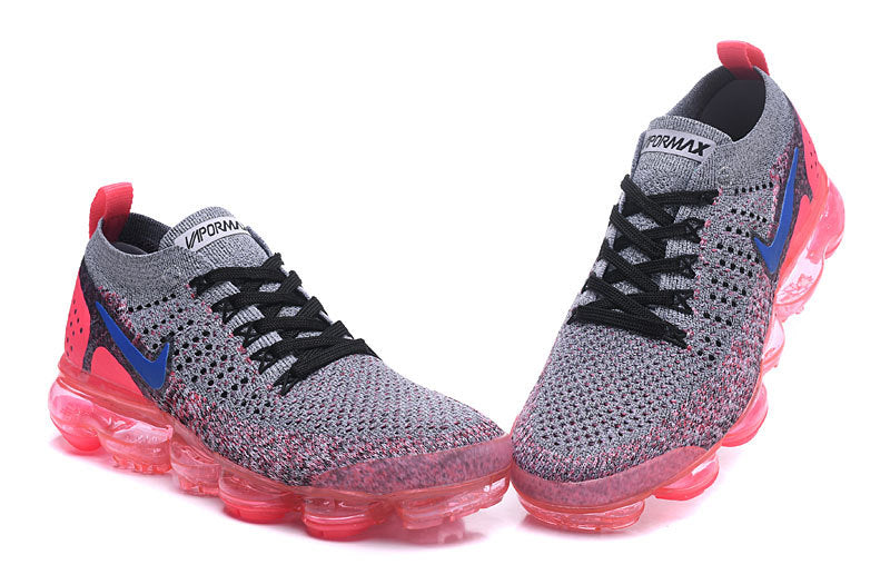 Nike Air VaporMax Flyknit 2 Grey and Bright Crimson Trainers - product image from the listing.