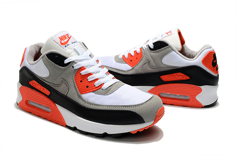 Nike Air Max 90 Sneakers in White Black Grey and Orange - product image from the listing.
