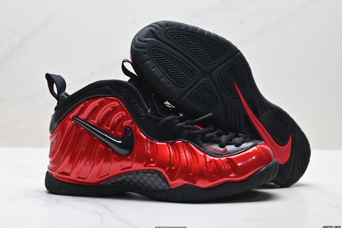 Nike Air Foamposite One Penny Sneakers in Red and Black - product image from the listing.