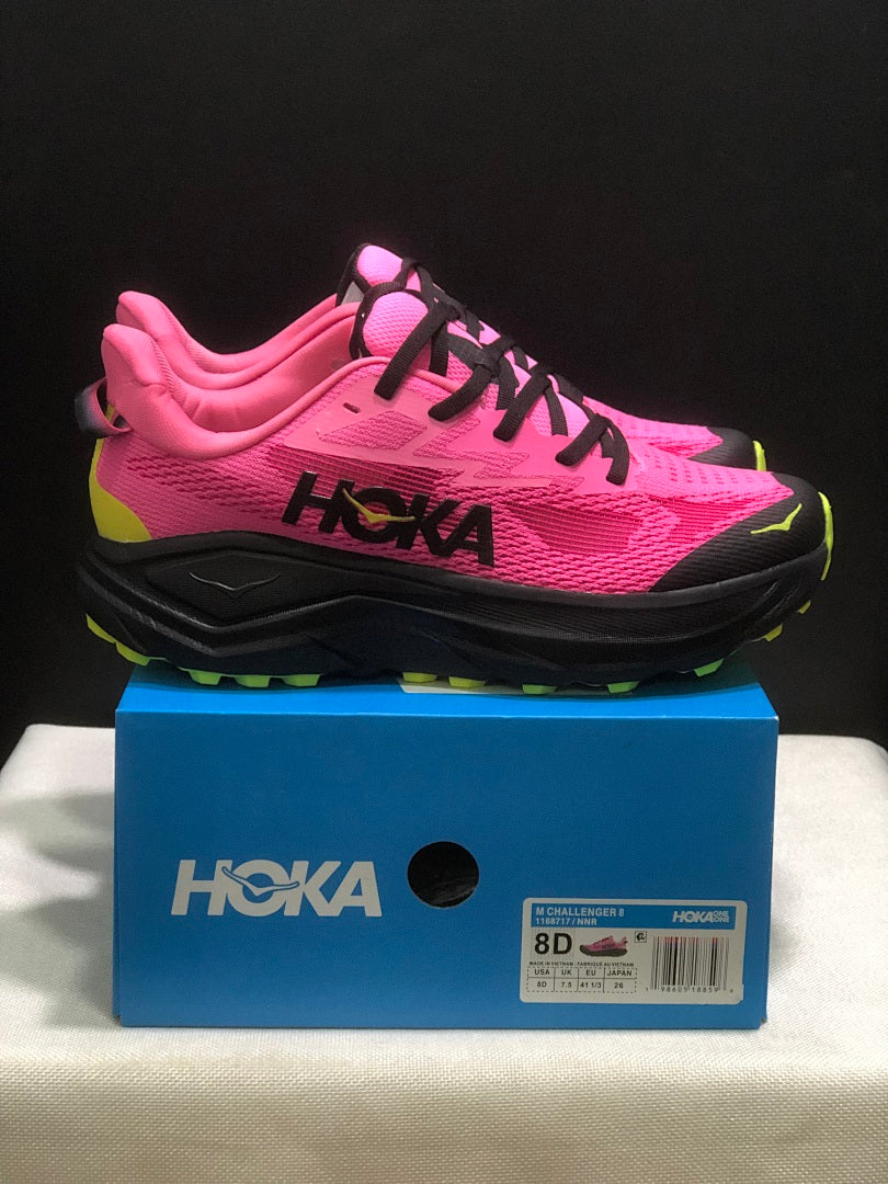 Pink HOKA Challenger 8 Trail Running Shoes - product image from the listing.