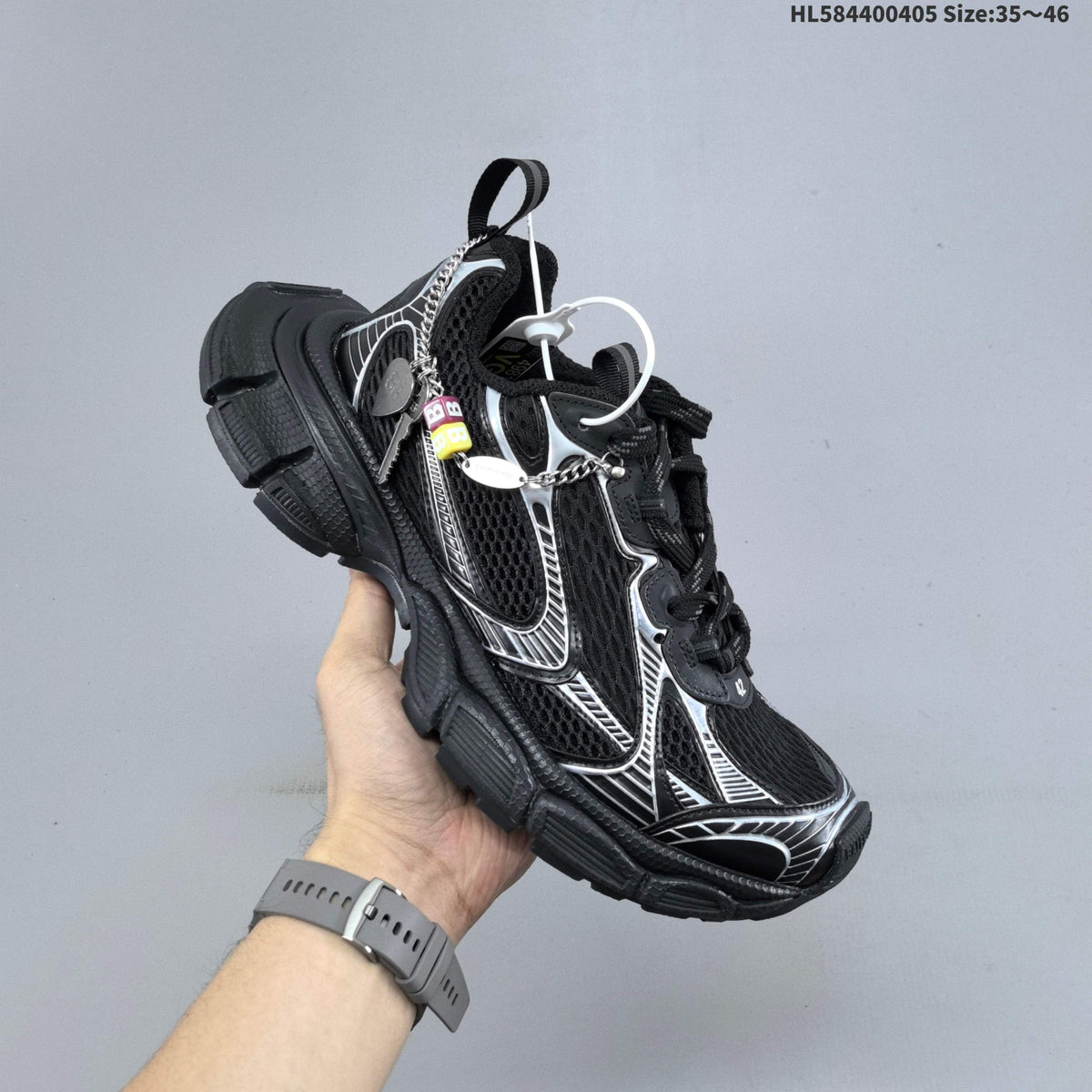 White and Metallic Gold Balenciaga Phantom Sneakers - product image from the listing.