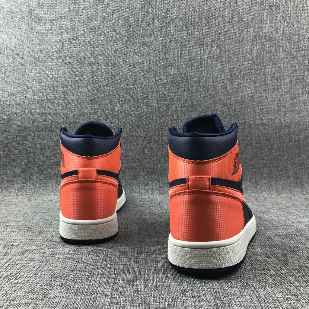Air Jordan 1 Mid Sneakers in Blue Orange AH7389-408 - product image from the listing.