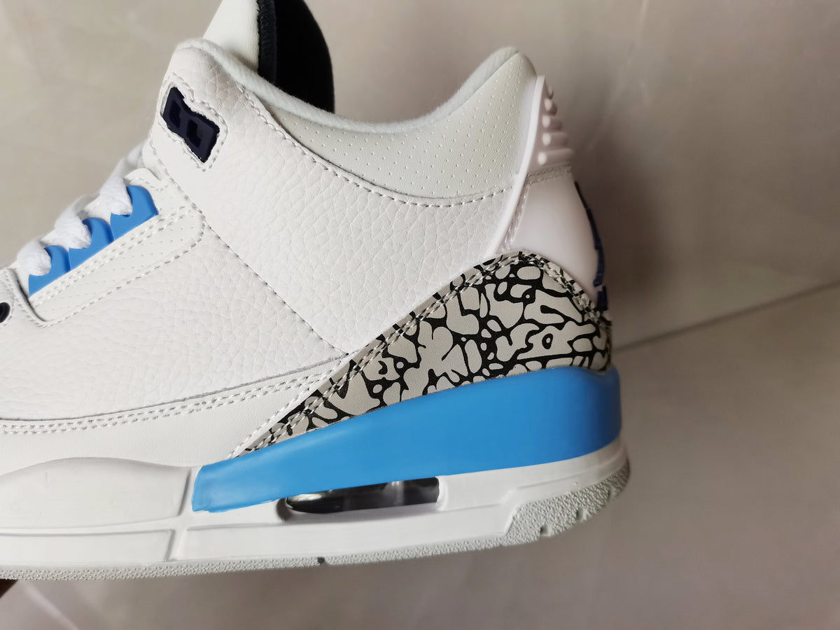 Air Jordan 3 Retro White Blue Sneakers - product image from the listing.