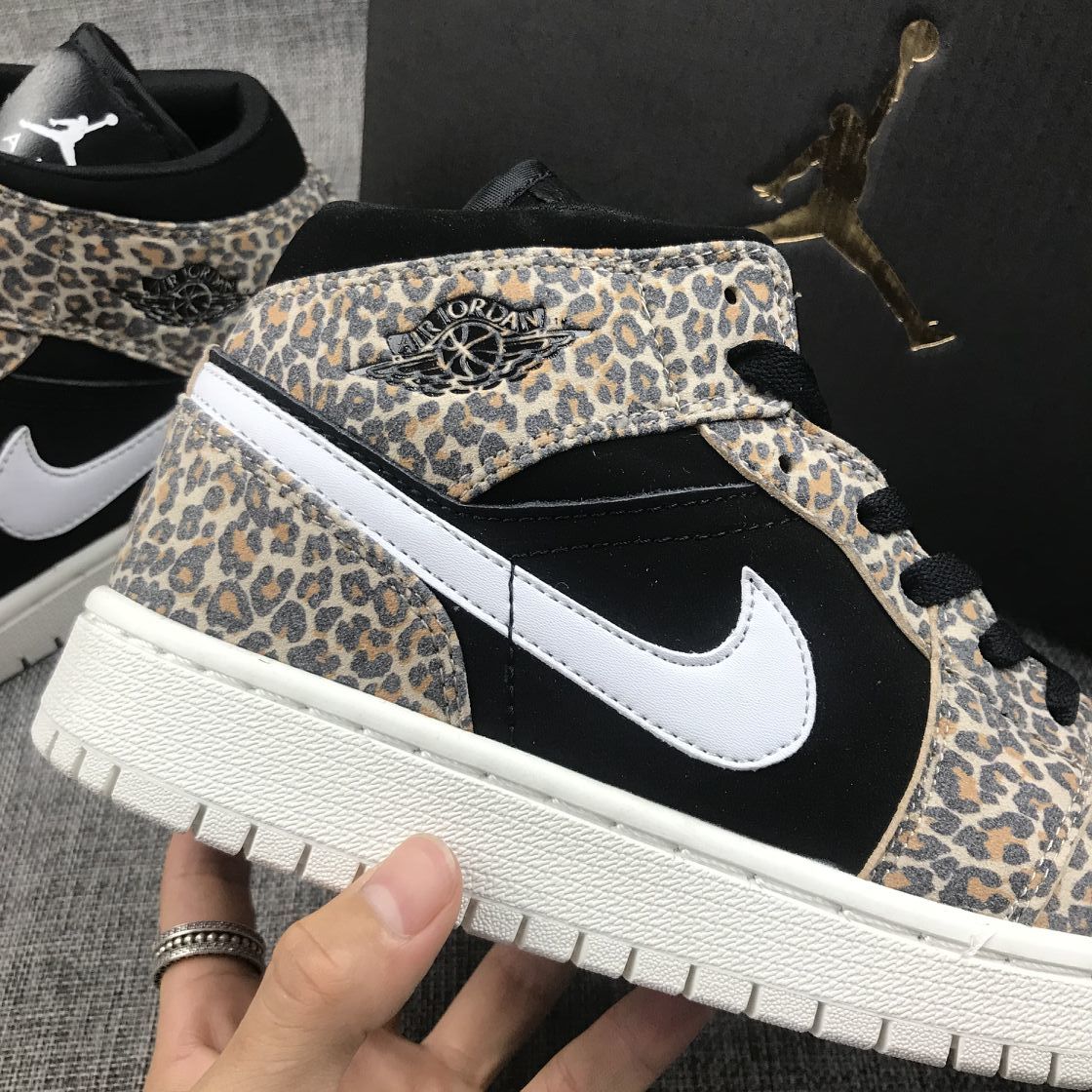 Leopard Print Sneakers - Air Jordan 1 Mid SE GS BQ6931-021 - product image from the listing.