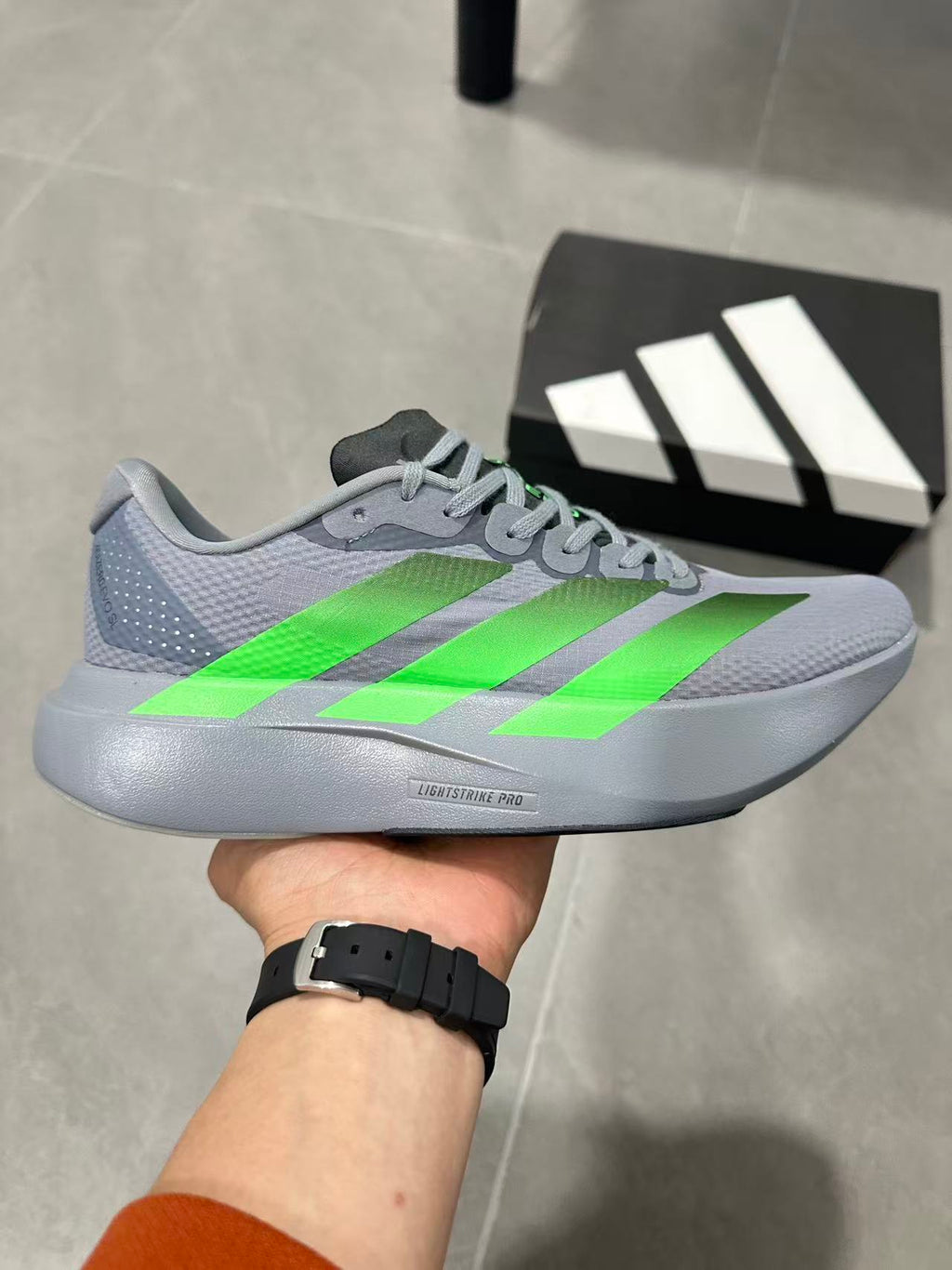 adidas Lightstrike Pro Running Shoes in Grey Green KI6927 - product image from the listing.