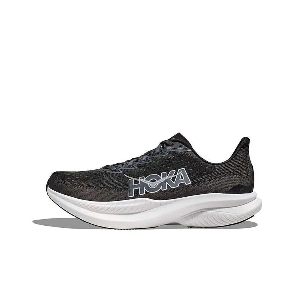 Black and White HOKA Mach 6 Running Shoes - product image from the listing.