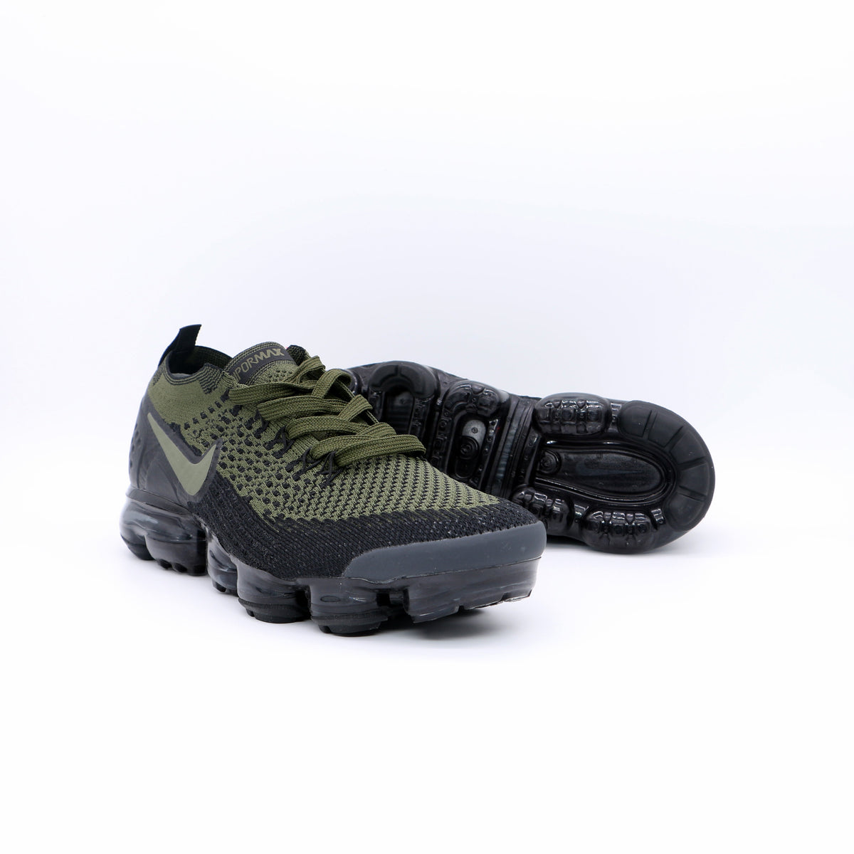Nike Air VaporMax Flyknit Trainers, Olive Black, 942842-0089 - product image from the listing.