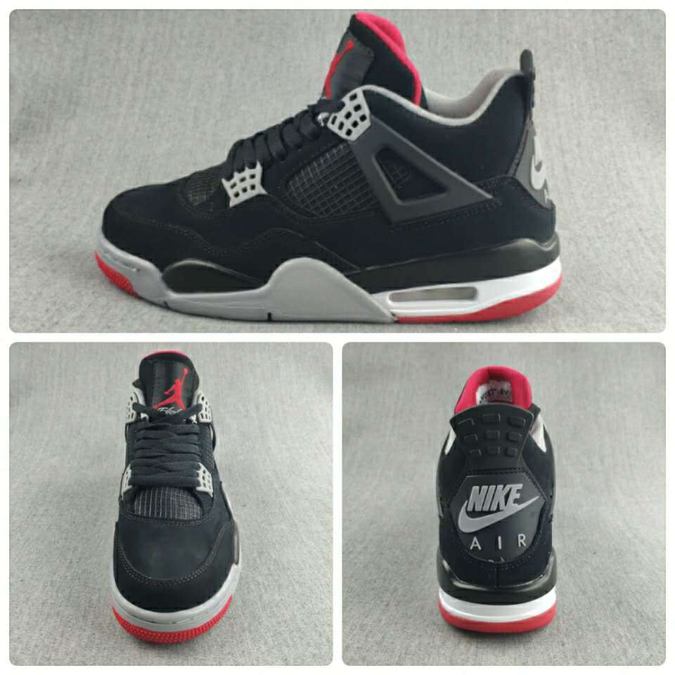 Jordan 4 Retro Sneaker in Black, in Red and White - product image from the listing.