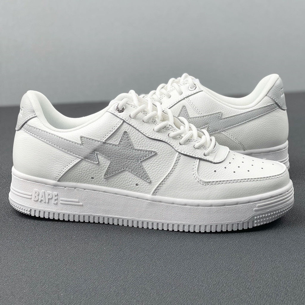 White and Grey BAPE STA Low Sneakers - product image from the listing.