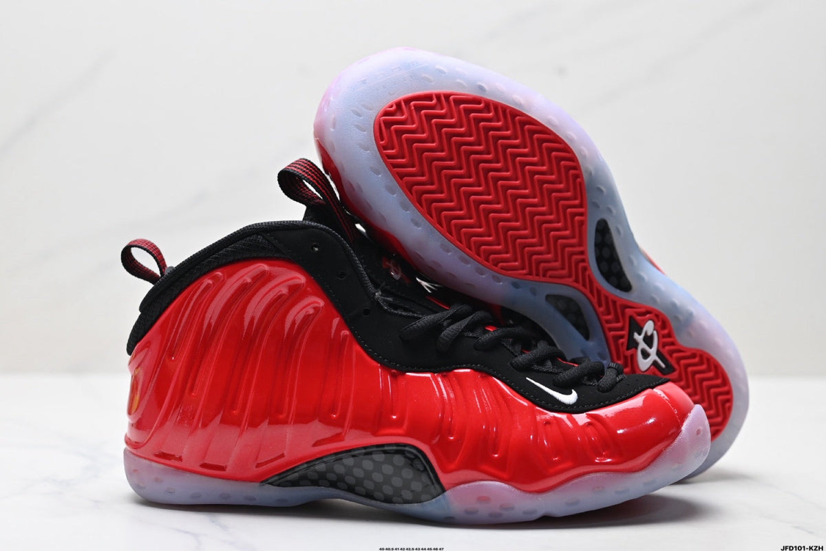 Nike Air Foamposite One Basketball Sneakers in Red and Black - product image from the listing.