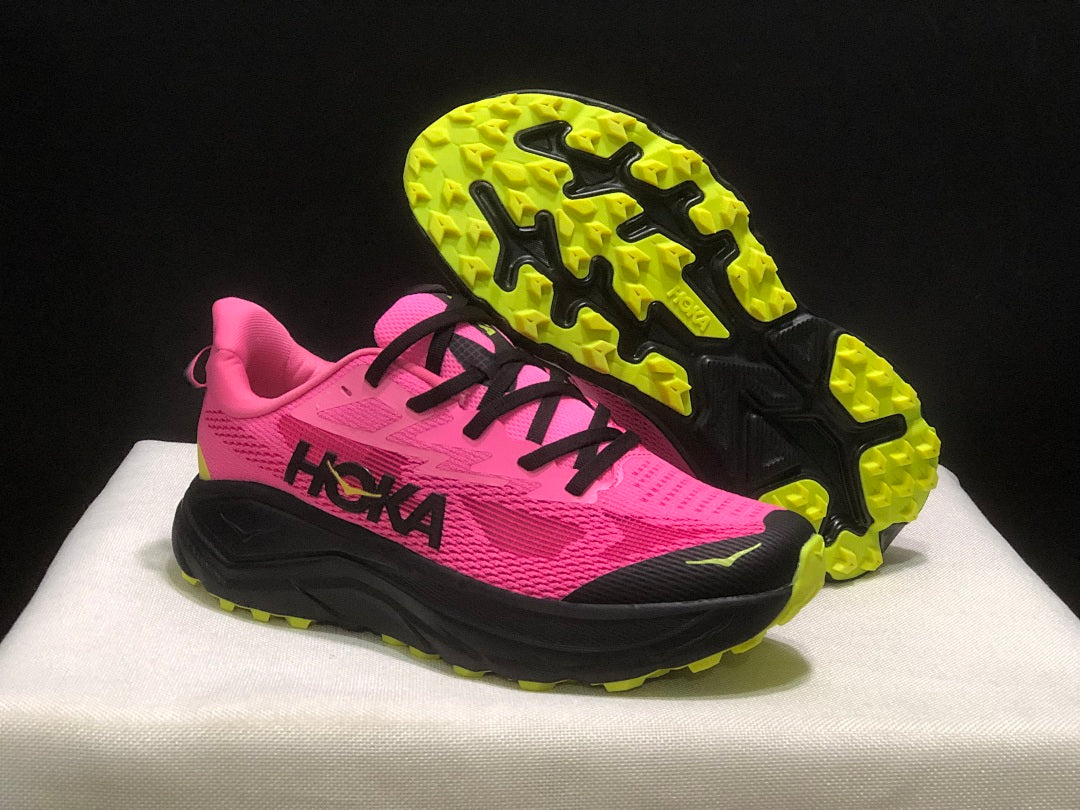 Pink HOKA Challenger 8 Trail Running Shoes - product image from the listing.