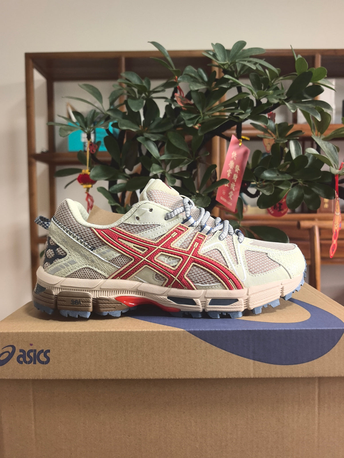ASICS K6 Sneakers in Light Brown and Red - product image from the listing.