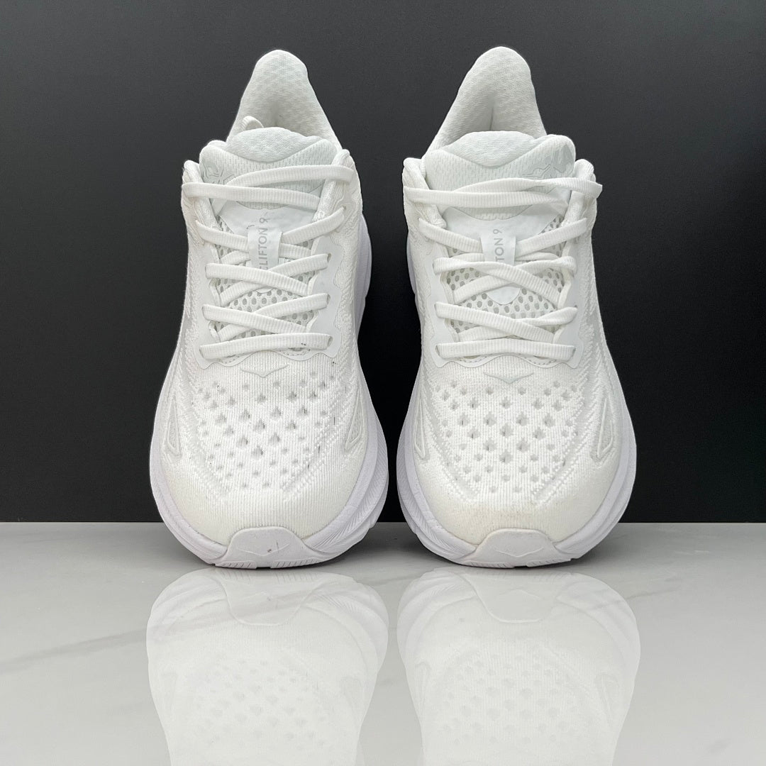HOKA Clifton 9 Running Sneakers in White - product image from the listing.