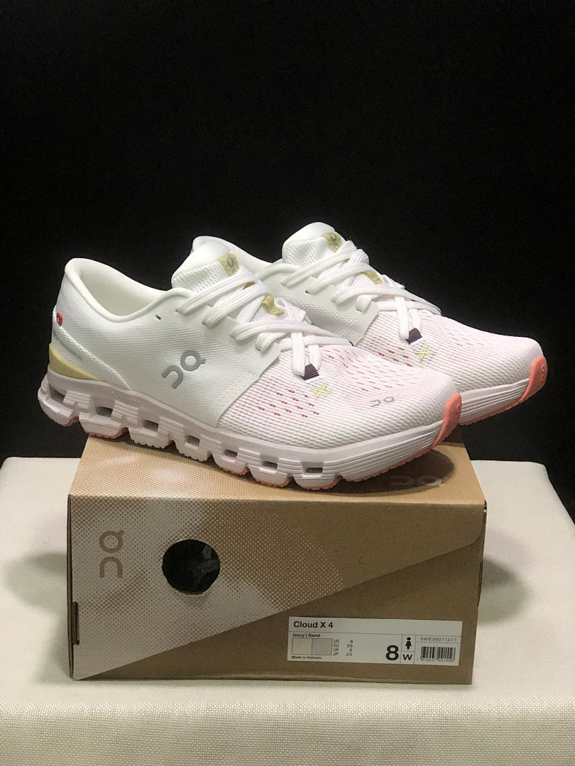 On Cloud X 4 Sneakers in White Yellow Pink - product image from the listing.