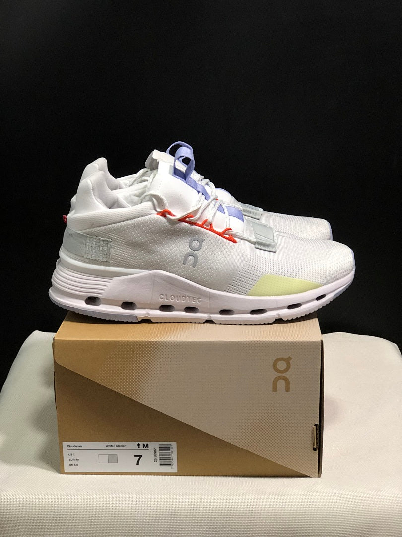 On Cloudnova 1 Sneakers in White Glacier Grey - product image from the listing.