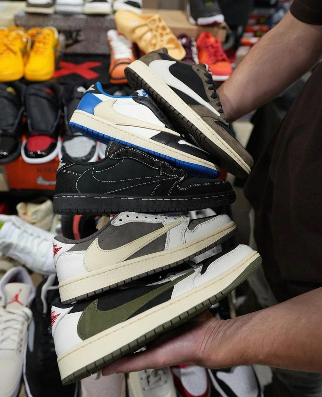 Nike Air Jordan 1 Low Travis Scott Sneakers in Olive DZ4137-106 - product image from the listing.