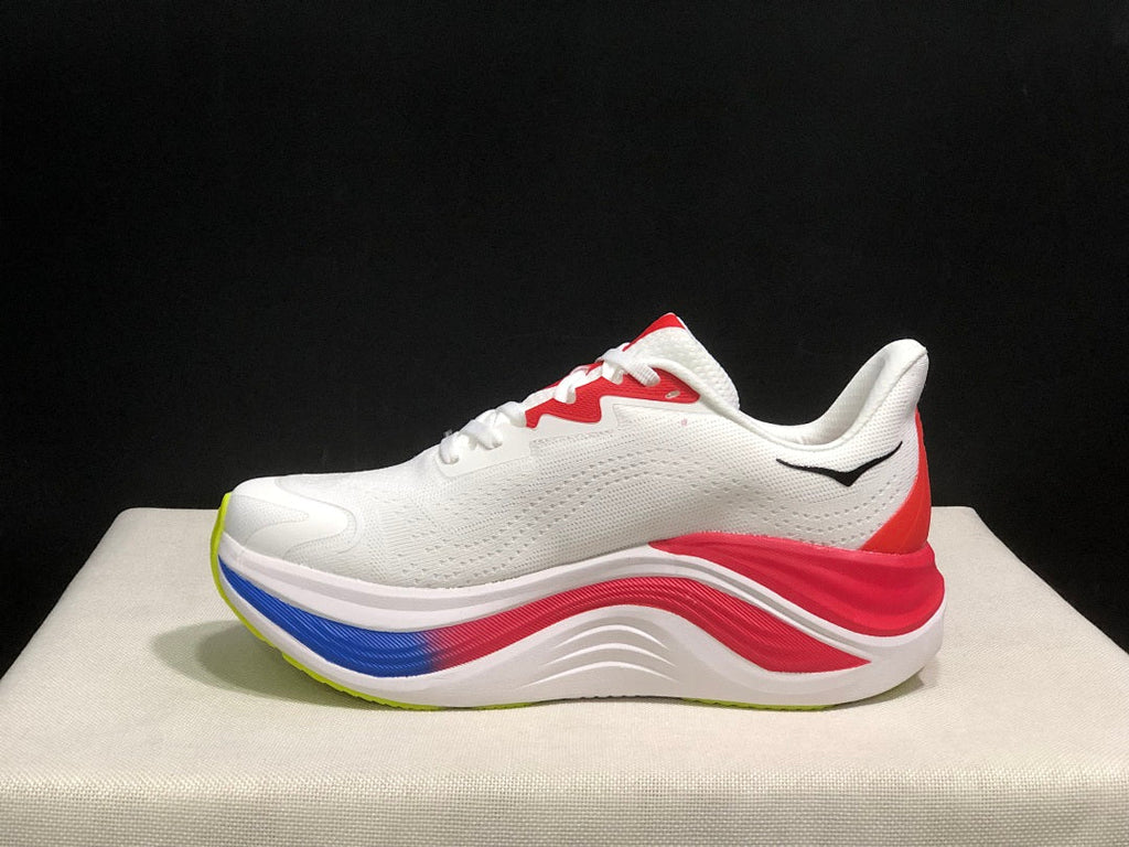 HOKA Skyward X Running Shoes, in White Red Blue - product image from the listing.