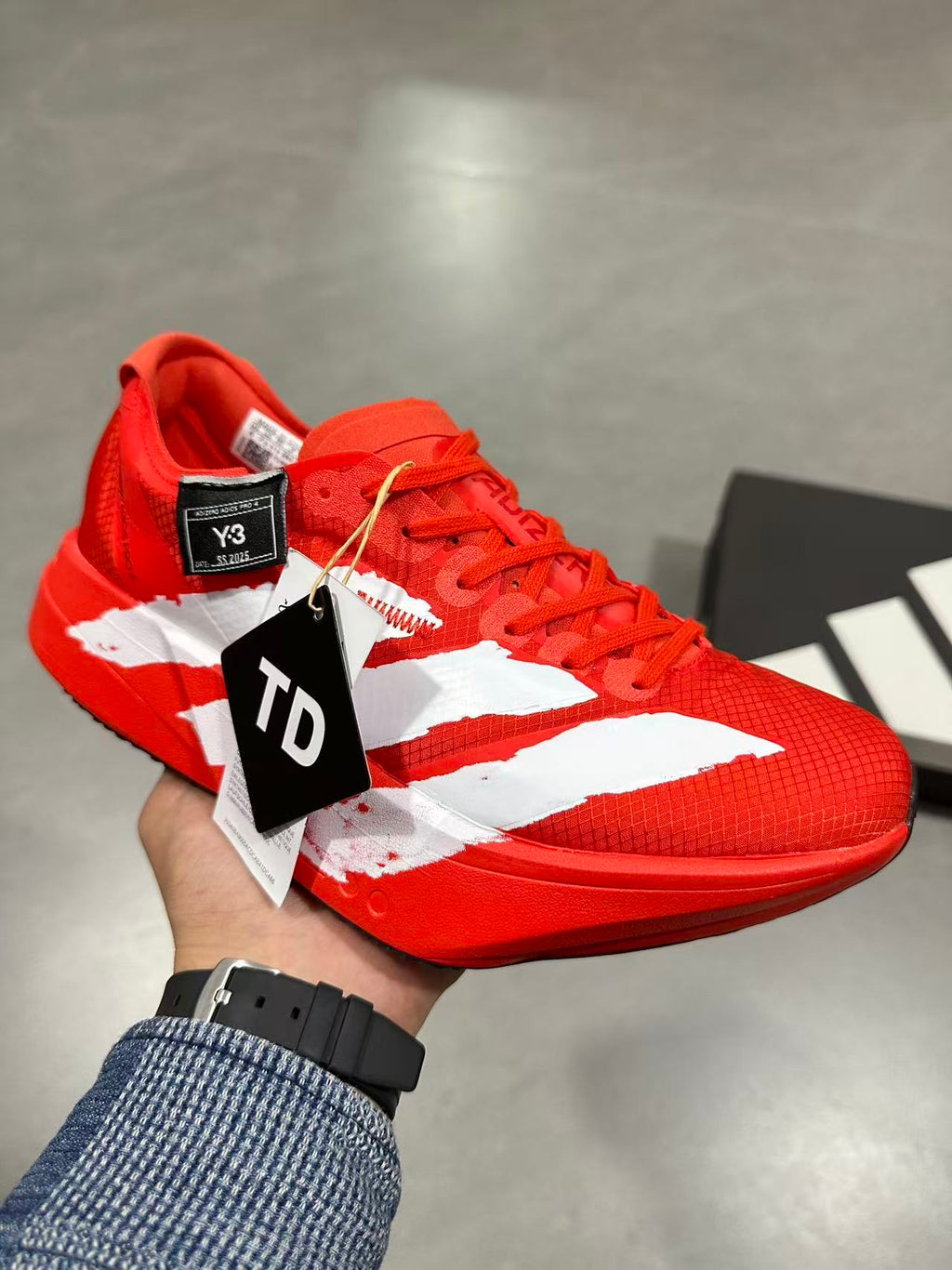Adidas Adizero Adios Pro 4 Running Shoes in Red White JR6659 - product image from the listing.