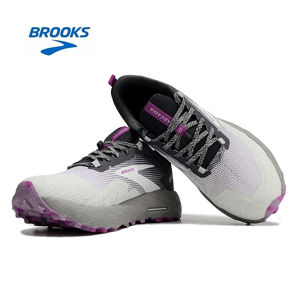 Gray and Purple Brooks Cascadia 17 Trail Running Shoes - product image from the listing.