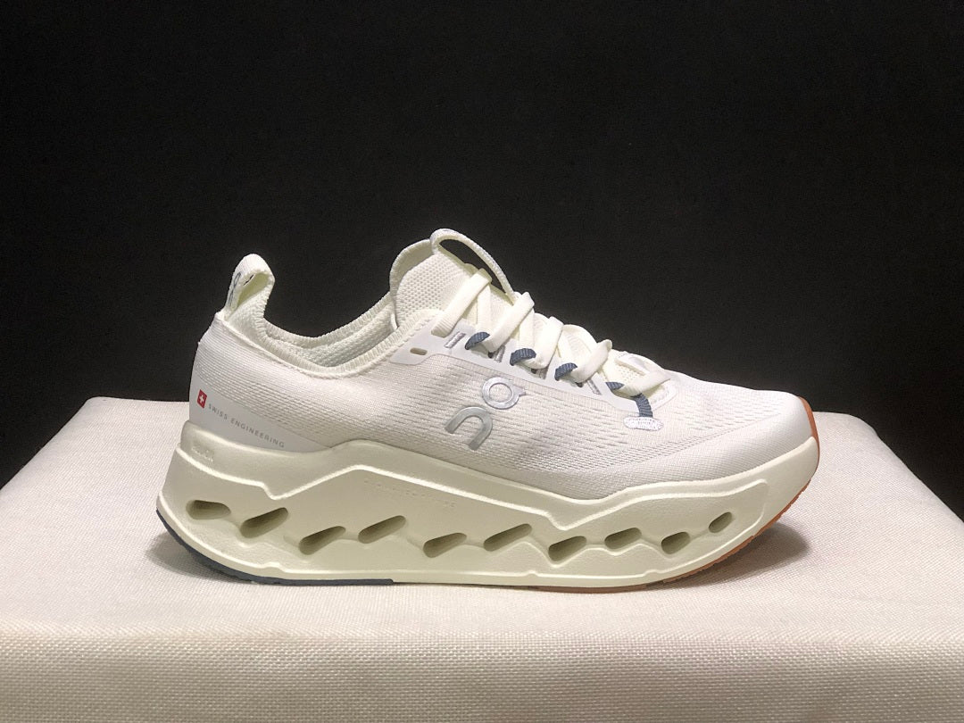On Cloudsurfer Max Ivory Steel Running Shoes in Grey - product image from the listing.