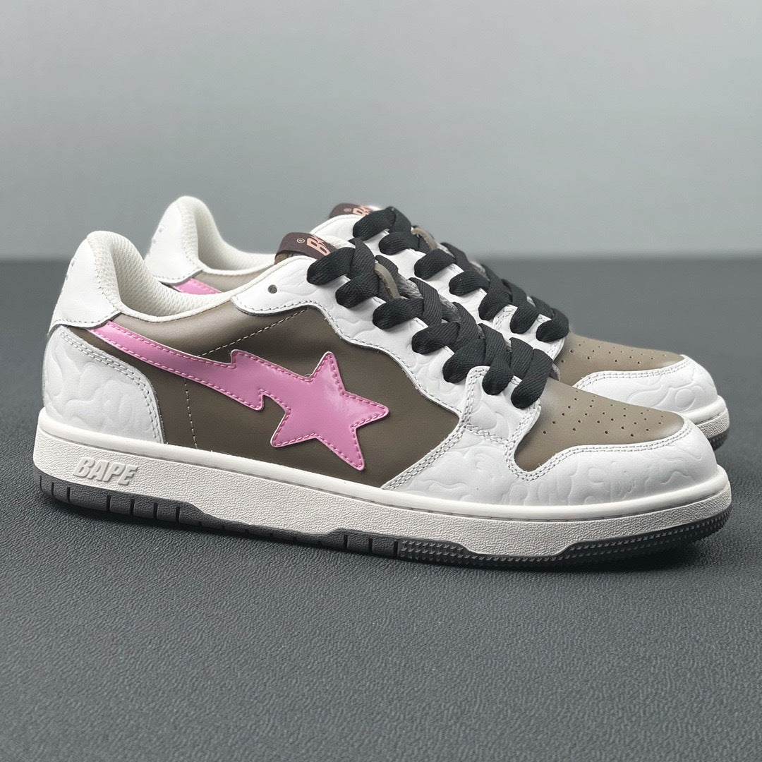 BAPE Sk8 Sta Low-Top Sneakers in White, in Taupe and Pink - product image from the listing.
