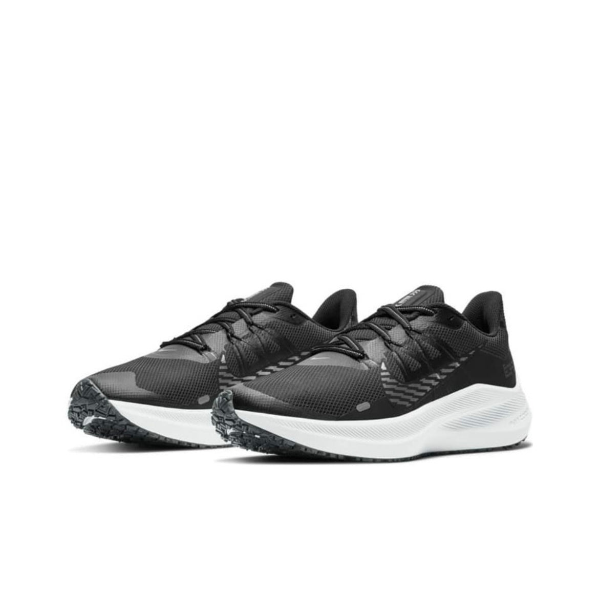Nike Air Zoom Winflo 7 Shield Running Shoes in Black Silver CU3870-001 - product image from the listing.