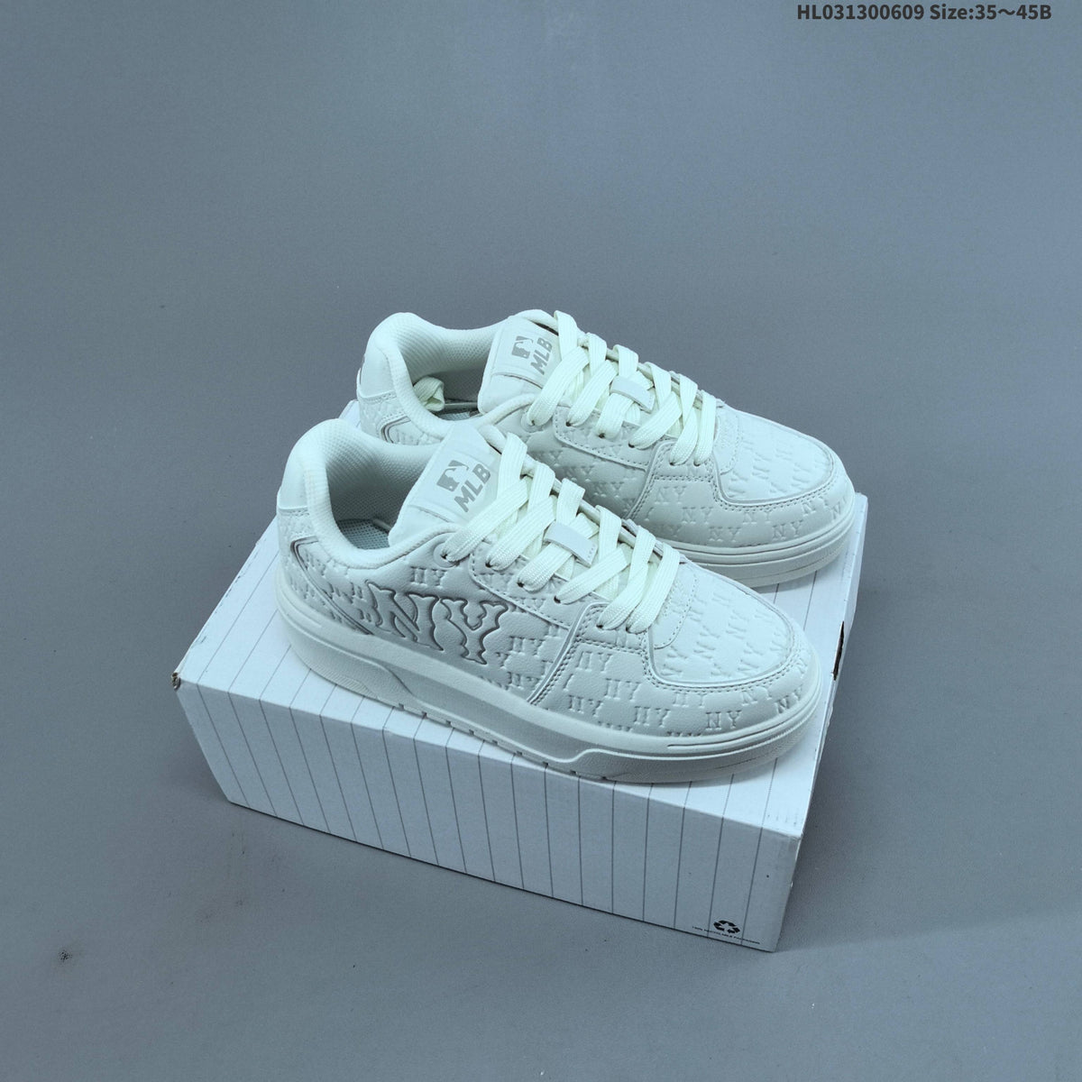 White MLB NY Low-Top Platform Sneakers - product image from the listing.