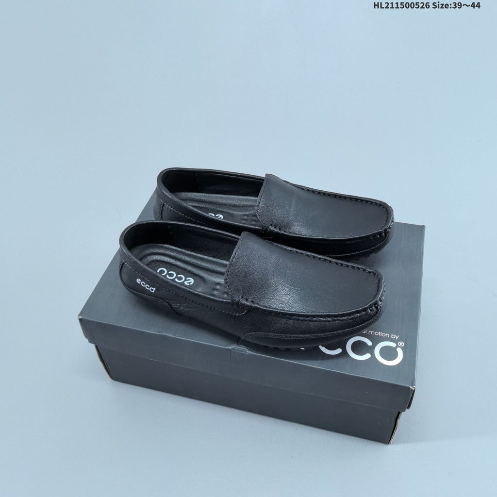 Men's ECCO Leather Slip-On Loafers in Black or Brown - product image from the listing.