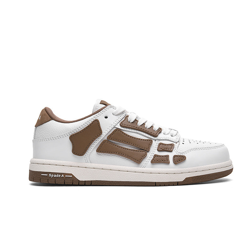 White and Brown Spade A Low-Cut Sneakers MFS003-126 - product image from the listing.