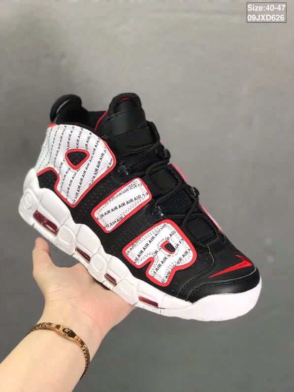 Nike Air More Uptempo Sneakers in Black Red White - product image from the listing.
