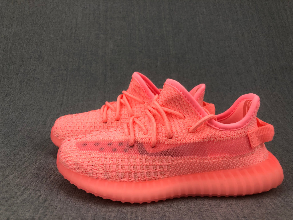 Bright Pink Adidas Yeezy 350 V2 Kids Sneakers - product image from the listing.
