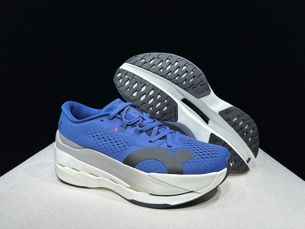 On Cloudboom Max Running Shoes, in Blue and White - product image from the listing.
