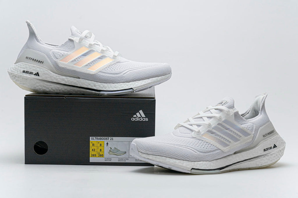adidas UltraBoost 21 Running Shoes in White FY0846 - product image from the listing.