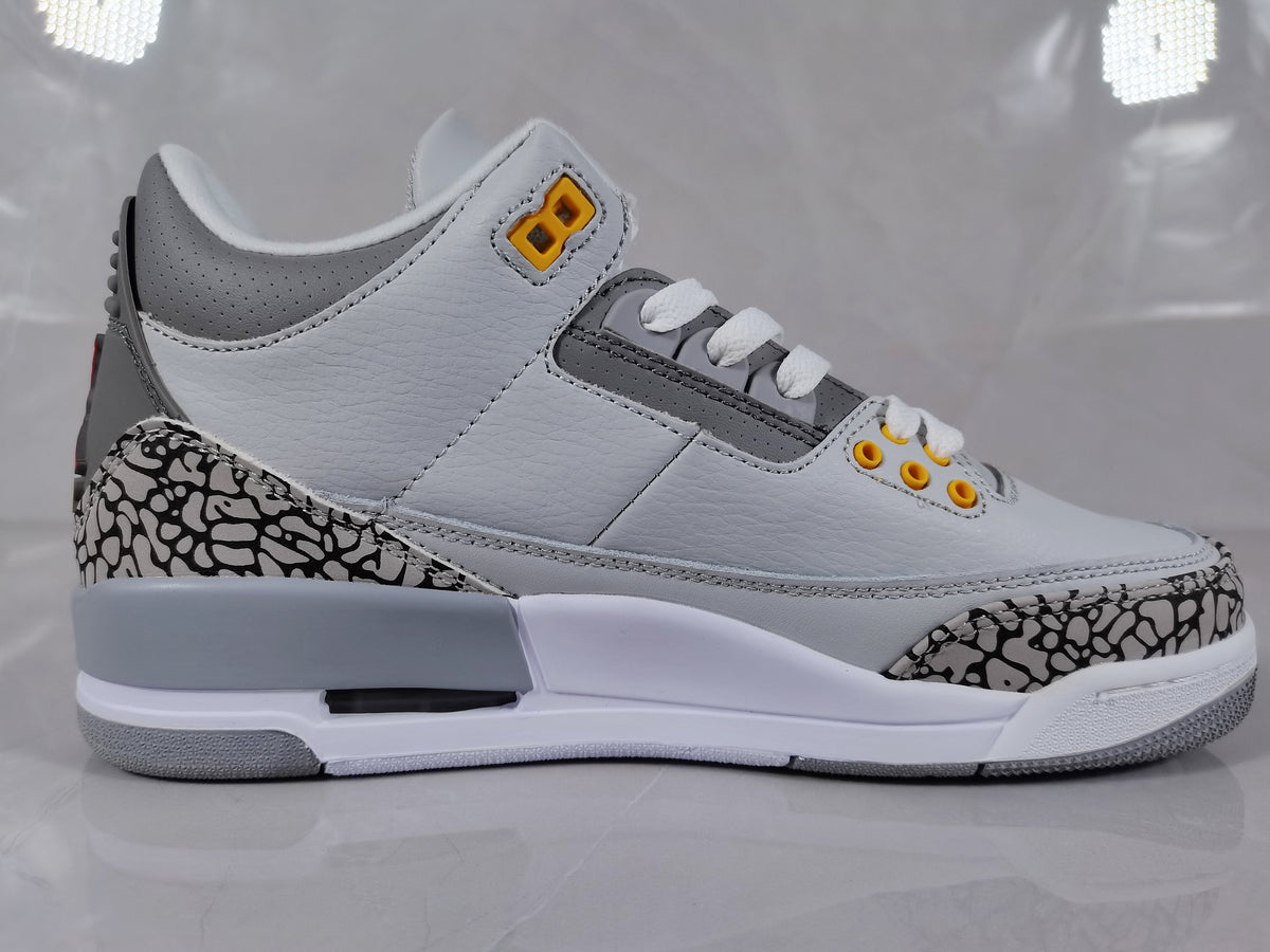 Air Jordan 3 Retro Grey and Orange Sneakers - product image from the listing.