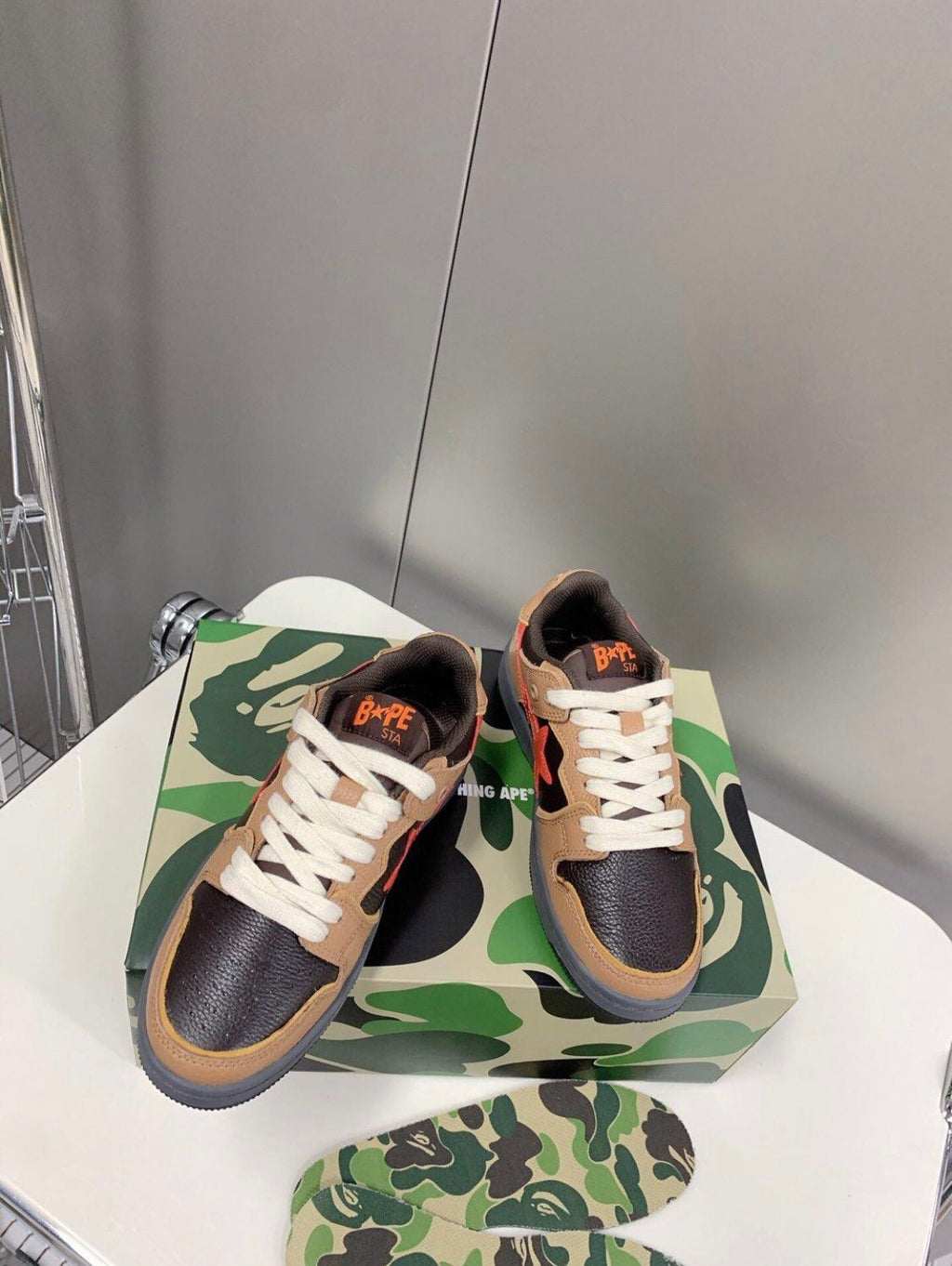 BAPE SK8 STA Trainers Brown and Black 1H80-191-021 - product image from the listing.