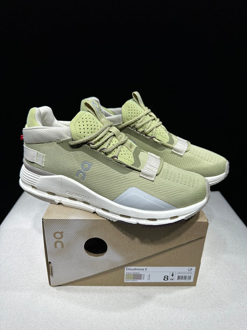 Green and White On Cloudnova 2 Sneakers - product image from the listing.