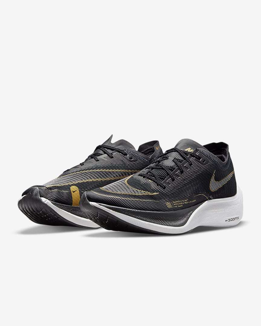 Nike ZoomX Vaporfly NEXT% 2 Running Shoes in Black Gold CU4111-001 - product image from the listing.
