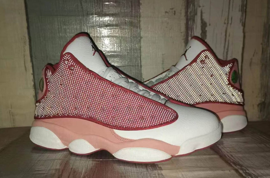 Men's Air Jordan 13 Sneakers - White & Burgundy - product image from the listing.