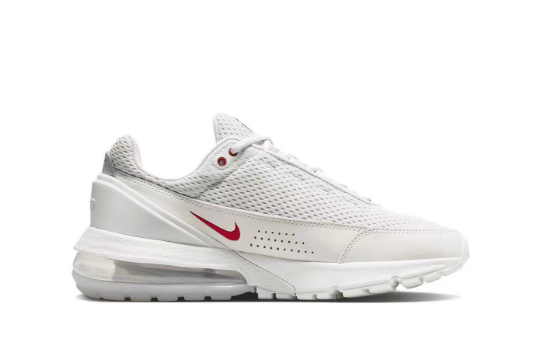 Nike White Grey Red Mesh Trainers - product image from the listing.