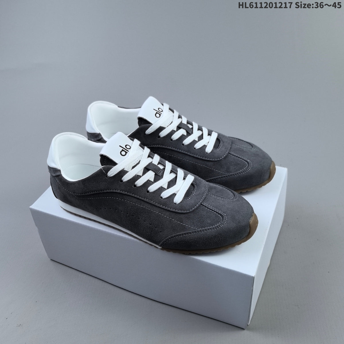 Charcoal Alo Yoga Sunset Low-Top Suede Sneakers - product image from the listing.