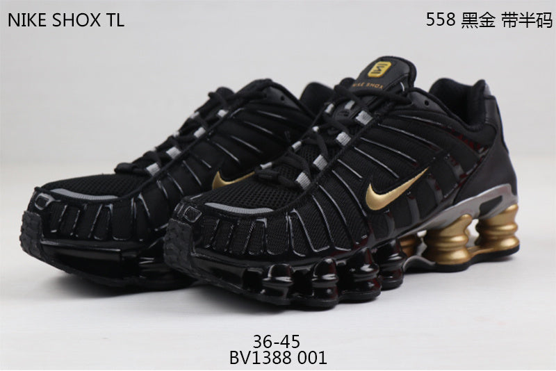 Black and Gold Nike Shox TL Sneakers - product image from the listing.
