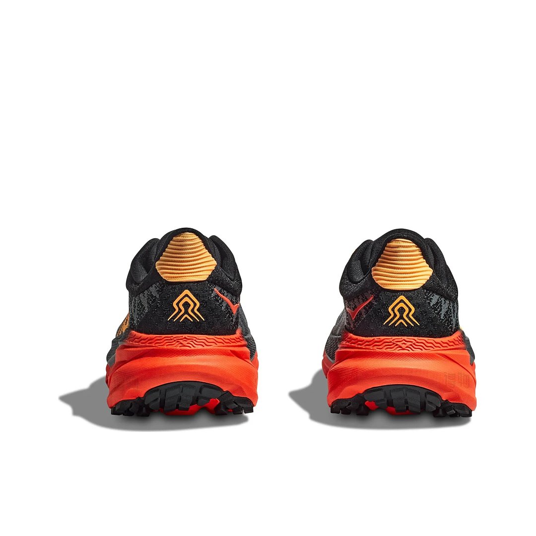 HOKA Challenger 7 Trail Running Shoes in Black and Orange - product image from the listing.