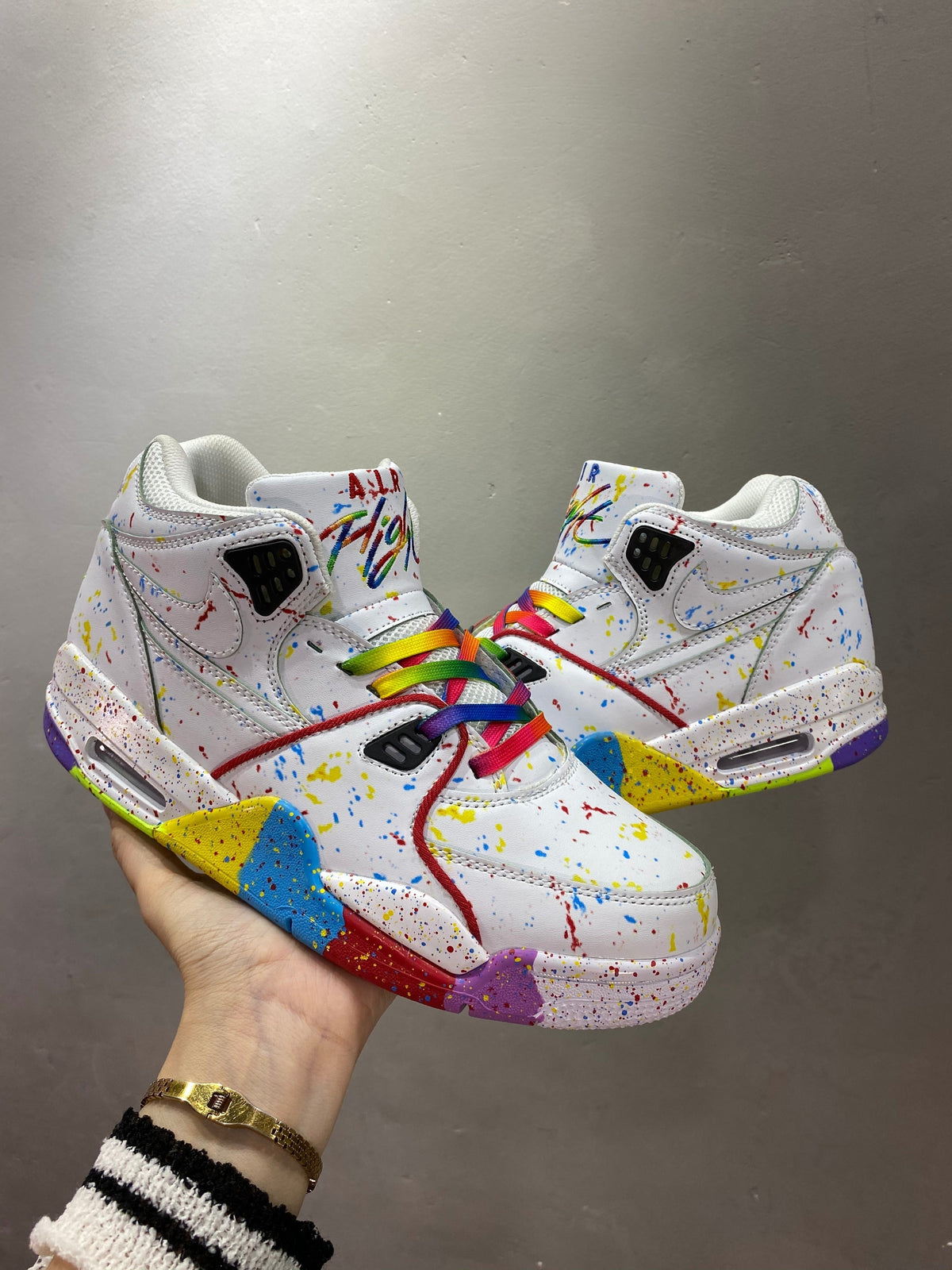 White Multicolor Nike Air Flight 89 High-Top Sneakers - product image from the listing.