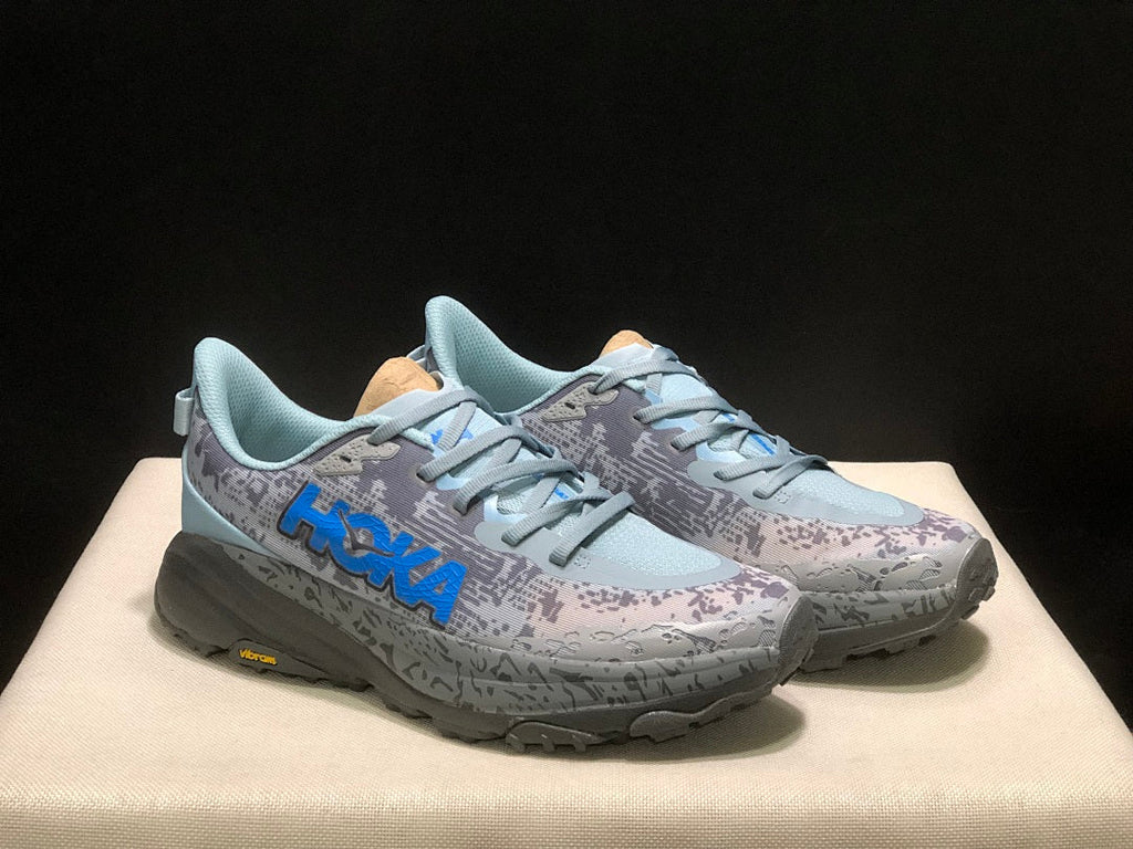 HOKA Speedgoat 6 Trail Running Shoes, in Gray Blue - product image from the listing.