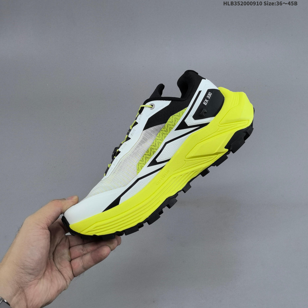 Kailas FUGA EX330 Trail Running Shoes, White and Neon in Yellow - product image from the listing.