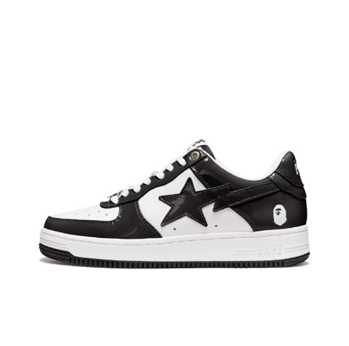 BAPE STA Low Sneakers in Black and White 1H70-191-001 - product image from the listing.