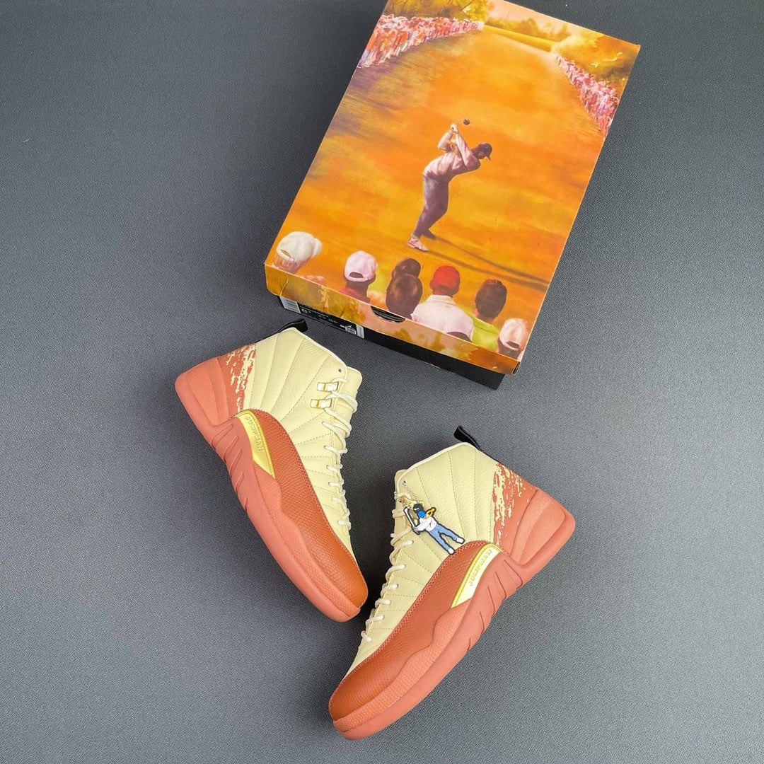 Jordan 12 Retro Eastside Golf Sneakers in Cream Brown DV1758-108 - product image from the listing.