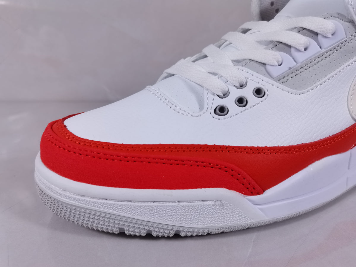 Air Jordan 3 Retro White Red Sneakers - product image from the listing.
