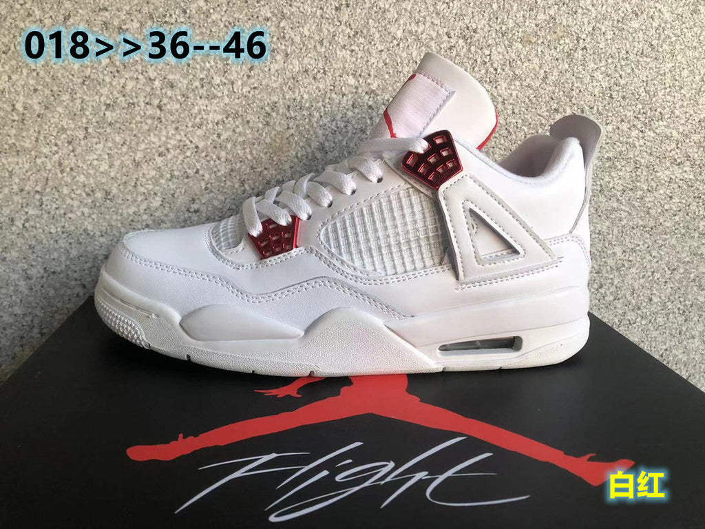 Jordan 4 High-Top Sneakers in White and Red - product image from the listing.