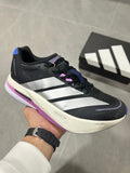 adidas Adizero Boston 13 Running Shoes in Black White Purple - product image from the listing.